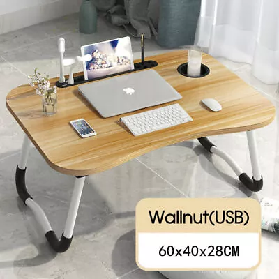 Laptop Stand For Bed Foldable Desk Bed Tray With USB Fan/LED Light Cup Holder • $16.99