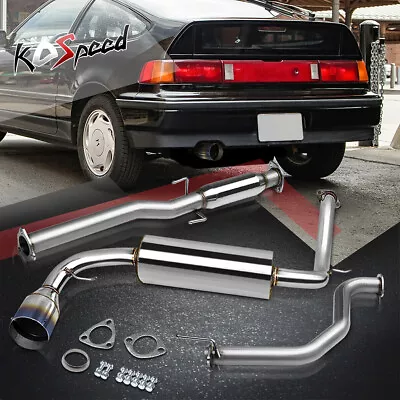 4.5  Burnt Tip Muffler Cat Back Exhaust System For 88-91 Honda Crx Ed8 Ed9 • $169.99