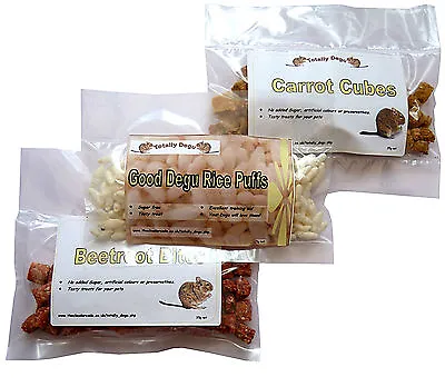 £3.99 • Buy Good Degu Treats-  Rice Puff, Beetroot Bites, Carrot Cubes. Small Pet Treats.