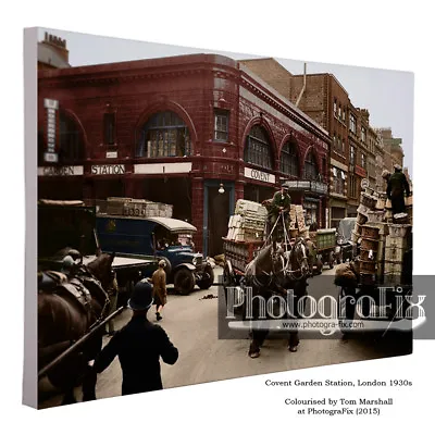 Covent Garden Market (1930s) Colourised Canvas - London British History Colour • £20