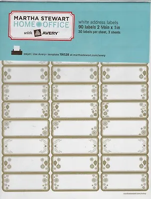 Martha Stewart Home Office Avery White Address Labels~Gold Ornaments~QK Ship! • $2.99