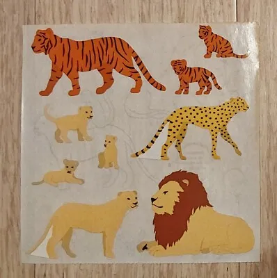 Antique Vintage 1991 Mrs. Grossman's TIGERS LIONS CHEETAH Animal Stickers Sheets • $6.50