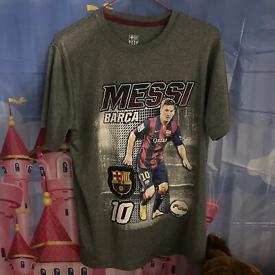 FCB Lionel Messi Soccer T-Shirt Boys Large Gray Football FC Barcelona Graphic • $15.20