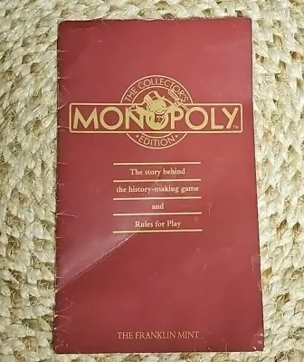 Vintage Franklin Mint Monopoly Collector's Edition - Rule Book & The Story • $20