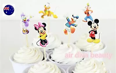 24P Minnie Mickey Mouse Party Cupcake Cakes Decorating Toppers Picks Flags Set • $5.55