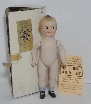 Vintage Shackman Little Miss Googley Eyes 6  Porcelain Doll NIB Bisque • $44.95