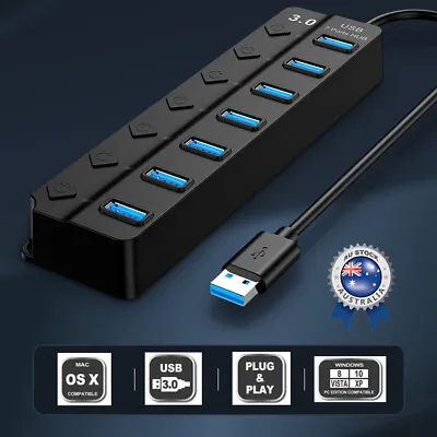 Multi USB 3.0 2.0 Hub 4 Port High Speed Slim Compact Expansion Smart Splitter Au • $13.99