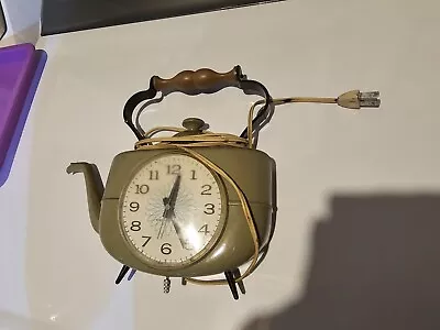 Vintage Mid Century Modern Tea Pot GE Electric Wall Clock WORKS! • $30