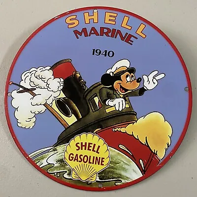 Vintage Shell Gasoline Porcelain Gas Station Motor Oil Marine Petrol Pump Sign • $139.95