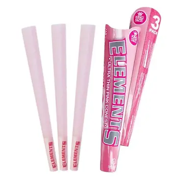 Elements PINK Pack Of 3 Pre Rolled Coloured Thin Rice Paper Cones King Size • £2.49