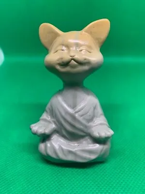Whimsical Grey Meditating Cat Figurine Statue Yoga Collectible -Stone -Crystal- • $16