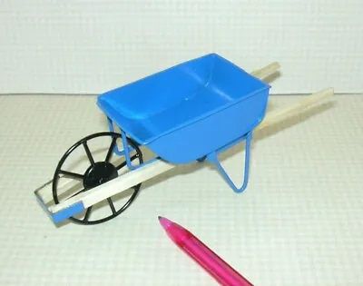 Miniature Manufactured Blue Metal Wheelbarrow W/Wooden Handles: DOLLHOUSE: 1:12 • $15.98