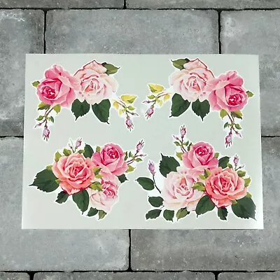 £3.30 • Buy 4 X Watercolour Roses Vinyl Stickers Decals Wall MacBook Laptop IPad - SKU6627