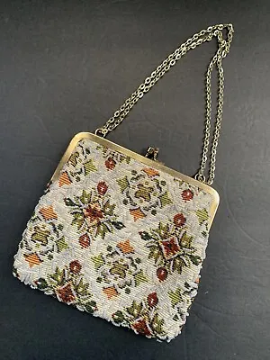 Beaded Purse Tapestry Design With Chain Strap Fine Arts Evening Bag Hong Kong • $16