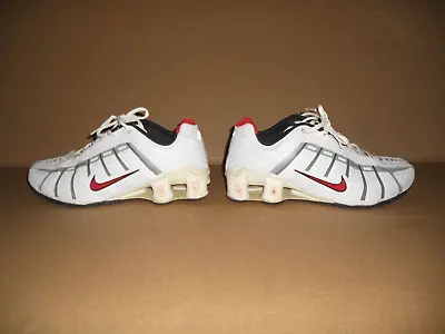 NIKE Shox Flywire Leather White / Red Shoes Mens Sz. 10 (UK 9) !!! • $96.99