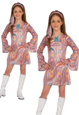 $44.84 • Buy Go Girl Costume Kids 70s 60s Fancy Dress Hippie Hippy Outfit Girls
