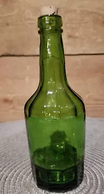 Vintage Glass Wheaton Green Small Bottle With Cork 6 Inches • $7.99