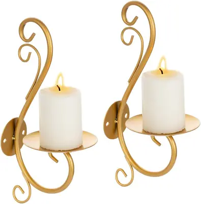 Sziqiqi Wall Mounted Metal Candle Sconces Holders Set Of 2 Iron Wall Sconce For • £21.11
