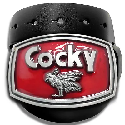 $69.95 • Buy Cocky Belt Buckle With Genuine Leather Belt