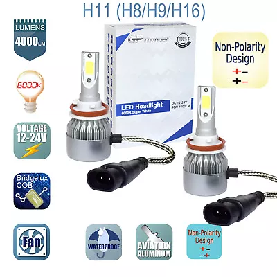 H11 Cree LED Headlight 6000K Low High Beam Fog Bulb White 2 Bulbs Non-Polarity  • $11.99