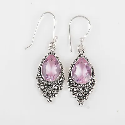 Natural Morganite Gemstone Drop/Dangle Pink Earrings 925 Sterling Silver Jewelry • $13.67