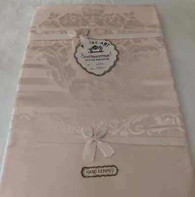 NOS Vintage Pink Cotton Damask Tablecloth Floral Swags Leaves NWT 86  • $27.99