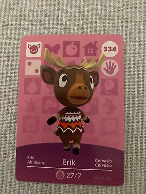 $19.50 • Buy 334 ERIK Animal Crossing Amiibo Card 334 Authentic ACNH Inc Tracking