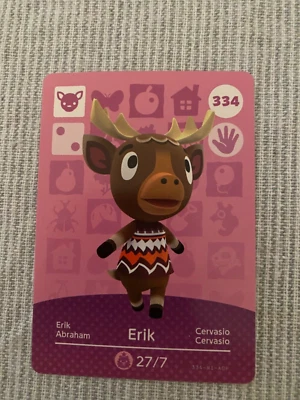 $19.50 • Buy 334 ERIK Animal Crossing Amiibo Card 334 Authentic ACNH Inc Tracking