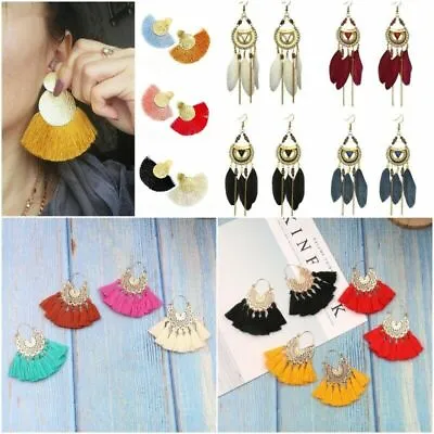 £3.07 • Buy Women Fashion Bohemian Long Tassel Earrings Dangle Fringe Drop Earrings Gift