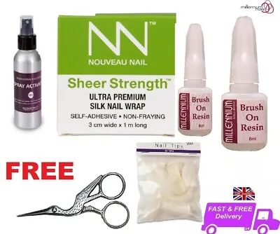 £19.95 • Buy Nail Silk Wrap / Fiberglass Kit Nail Resin Overlays Repairs + FREE SISSORS +TIPS