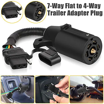 7 Way Blade To 4-Pin Round Trailer Adapter Plug Socket Wiring Connector RV Cars • $12.48