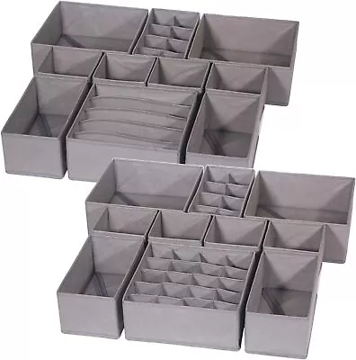 DIOMMELL 21 Pack Foldable Cloth Storage Box Closet Dresser Drawer Grey  • £58.55