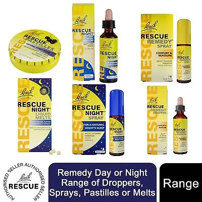 £9.19 • Buy Bach Rescue Remedy Day Or Night - Range Of Droppers, Sprays, Pastilles Or Melts
