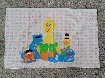 Vintage Sesame Street Pillowcase  Alphabet Bert Ernie Big Bird Cookie Monster  • £5.30