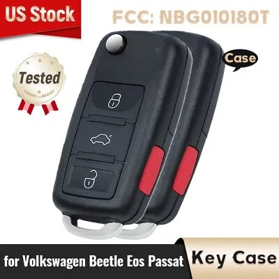 2pcs For Volkswagen Beetle Eos Passat 2012 - 2018 Flip Remote Key Shell Case Fob • $11.94