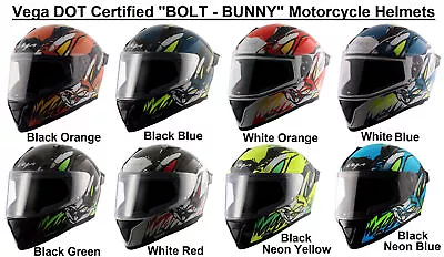 VEGA   BOLT - BUNNY   DOT Certified Full Face Motorcycle Helmets • $80