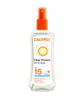 Calypso Clear Protection Dry Oil Wet Skin | Sunscreen SPF 15 | 200ml • £7.99