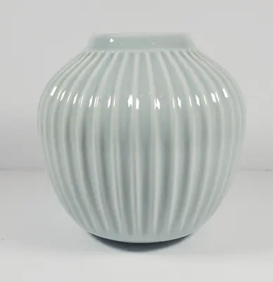 Pottery Barn Vase Kahler Mint Fluted Globe Hans-Christian Bauer Porcelain • $45.99