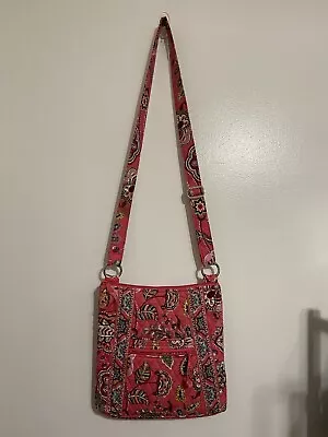 Vera Bradley Messenger Bag Pink & Multi Paisley Floral Design Adjustable Strap • $26.99