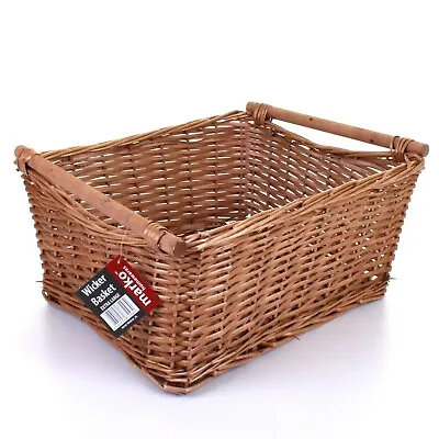 Extra Large Willow Wicker Basket Storage Hamper Handle Carrier Kitchen Home Gift • £16.99