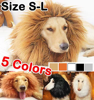 £5.14 • Buy  Pet Costume Lion Mane Wig For Dog Cat Halloween Clothes Festival Fancy Dress Up