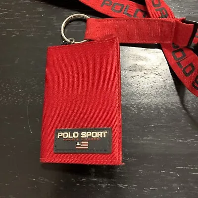 Vintage 90s Polo Sport Layard Key Ring With ID Wallet Holder Red Brand New Mint • $99.98