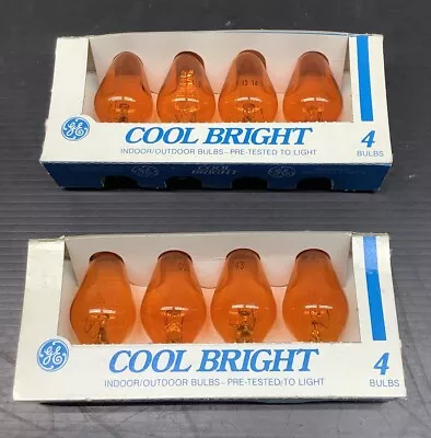 Vintage GE Cool Bright  Indoor Outdoor  Orange Light Bulbs C7 5 Watt Christmas • $8.99