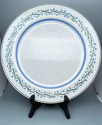 4 Ceramica Quadrifoglio Italy 11-1/2  Dinner Plates Blue Dots Flowers & Vines • $19.45