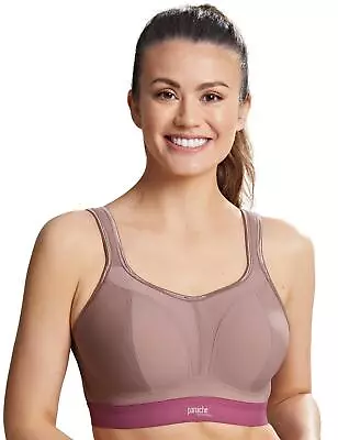 Panache Sports Non-Wired Sports Bra 7341B Wirefree Supportive High Impact Taupe • £20
