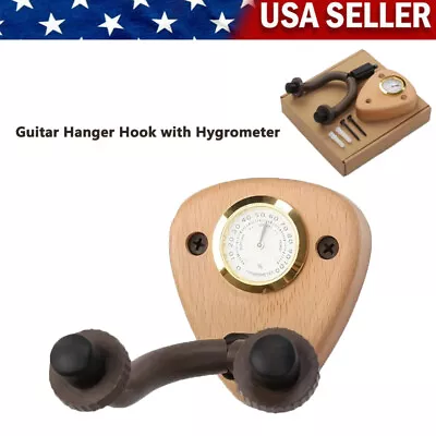 Guitar Hanger Wall Mount Stand Hook With Hygrometer Holder Rack Violin Ukulele • $12.49