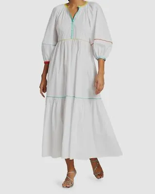 $177.25 • Buy $345 Staud Women's Solid White Round Neck 3/4 Sleeve Demi Maxi Dress Size 0