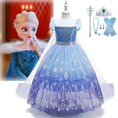 £7.49 • Buy Frozen Elsa Fancy Dress Up Princess Costume Cosplay Outfit Girls Birthday Party
