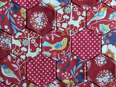 40 X Tilda Fabric Hexagons Sewn To Paper  Template EPP Patchwork Bird Set D • £10.99