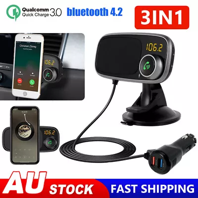 FM Transmitter 3 IN1 Car Bluetooth Wireless Radio MP3 Adapter Kit USB Charger AU • $26.85